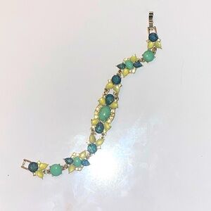 Vintage Napier beautiful emerald multi stone bracelet gold accent